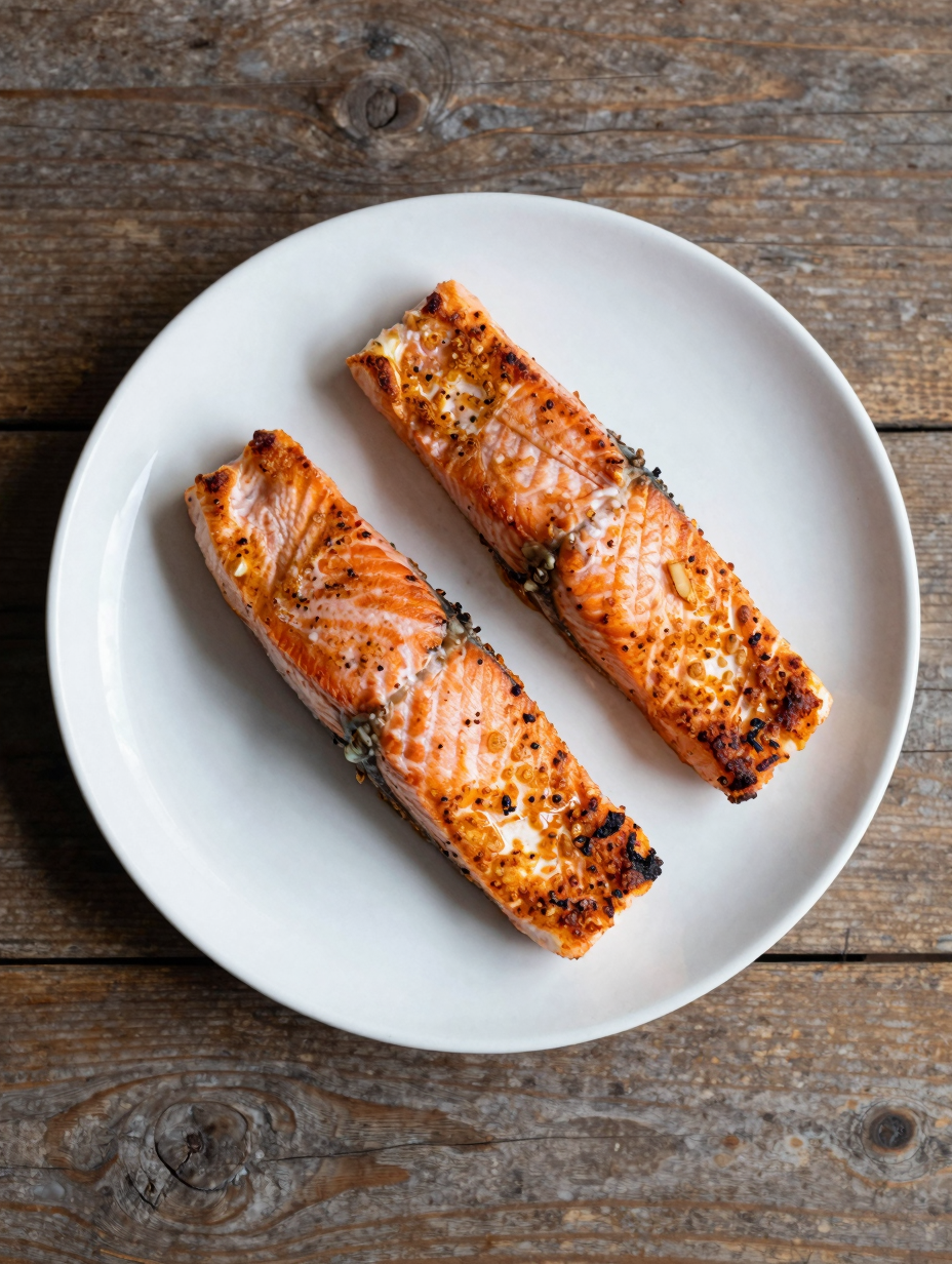Air fryer salmon fillets with crispy edges