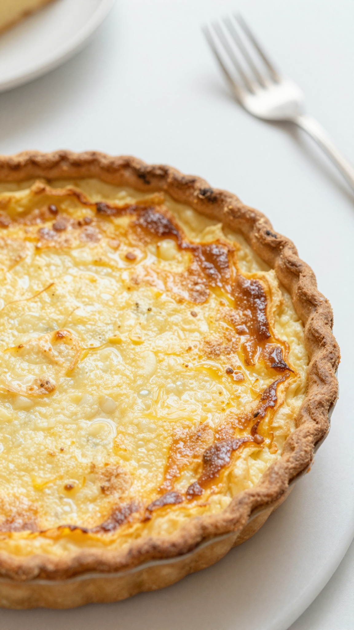 Overhead crustless quiche fresh from the oven