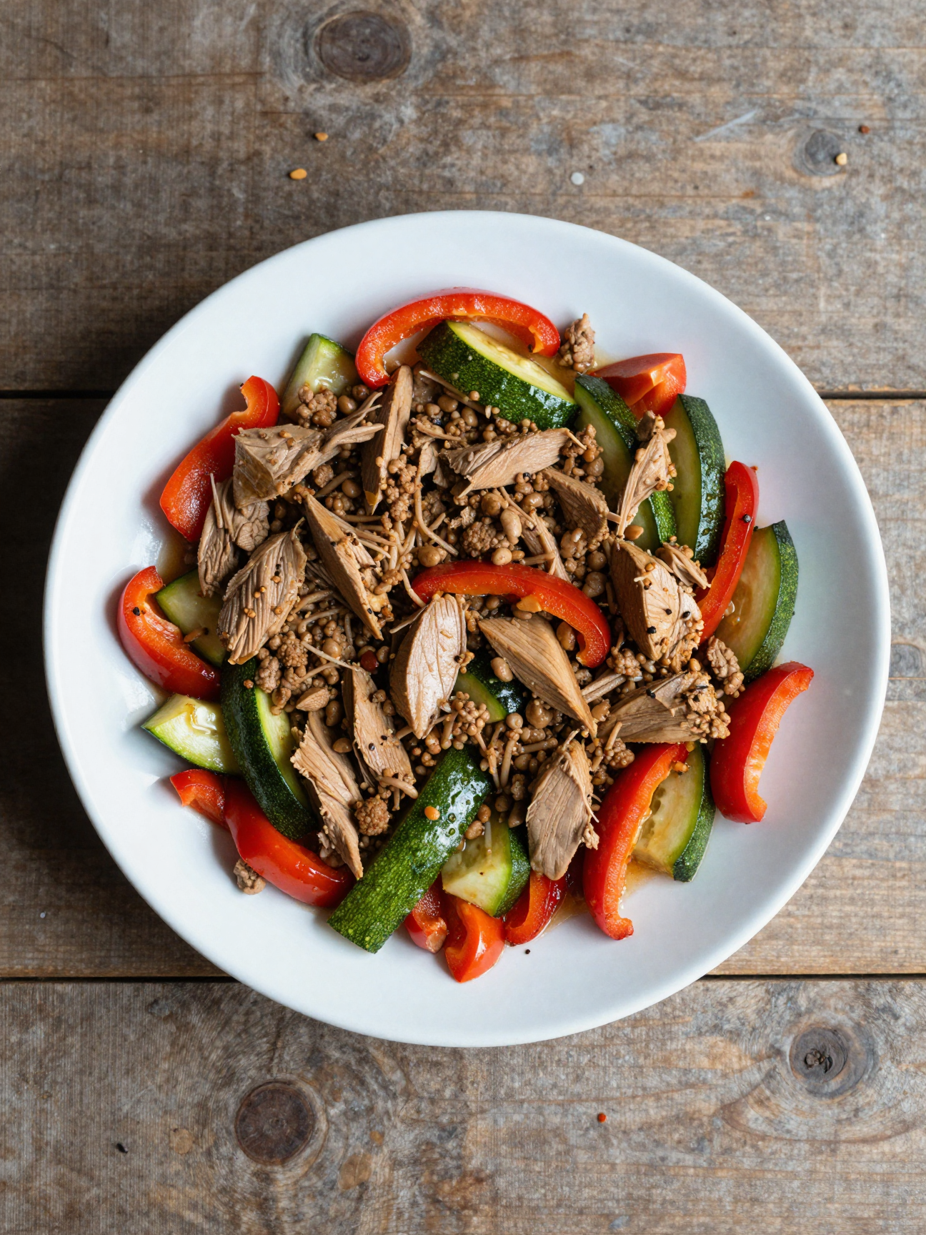 Ground turkey skillet with zucchini and bell peppers