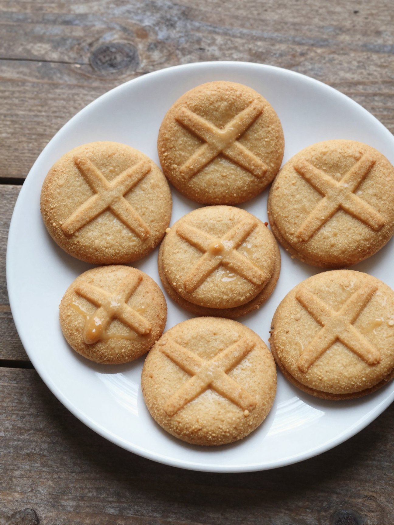 Peanut butter cookies with classic fork crosshatch pattern