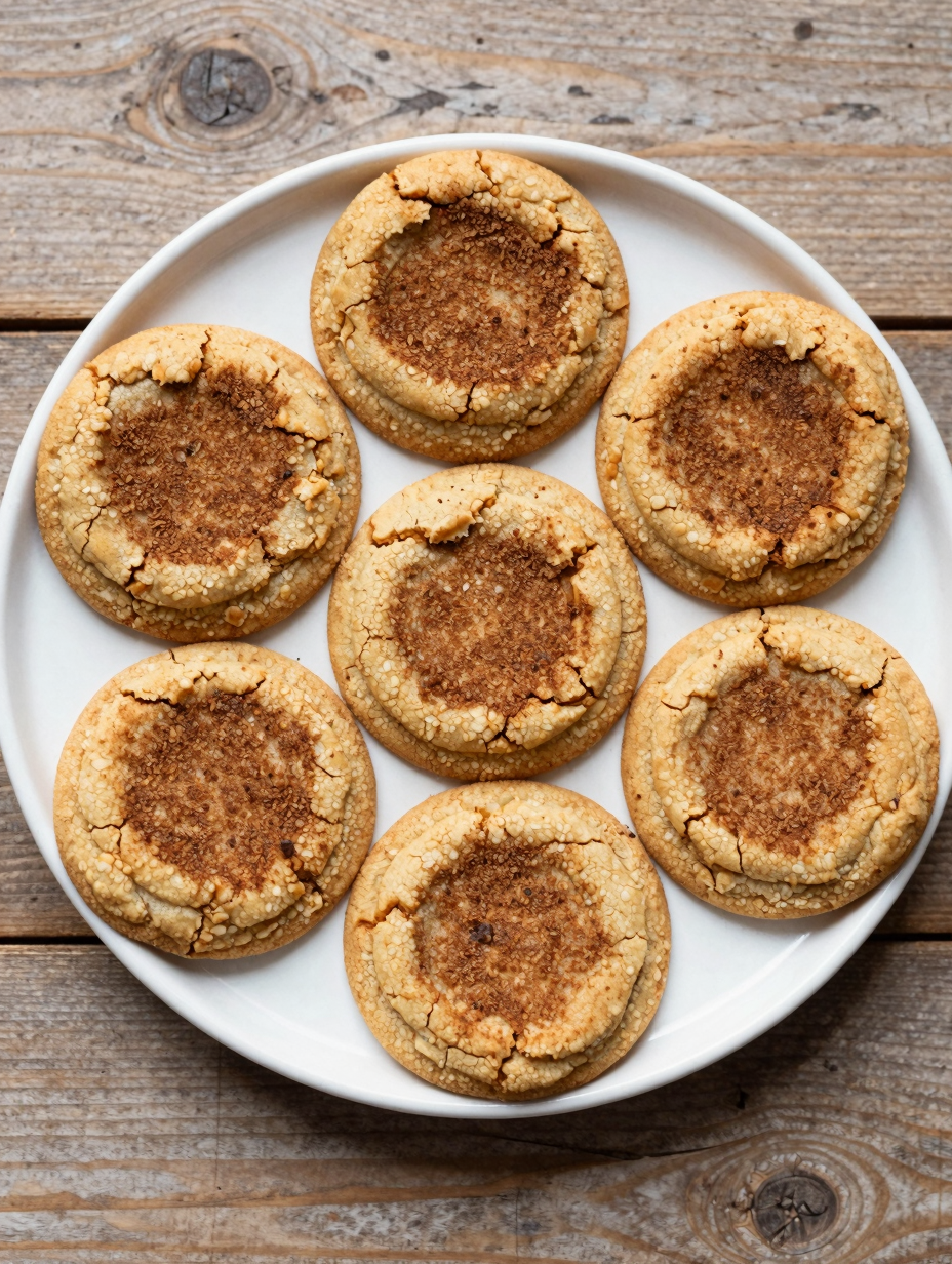 Snickerdoodle cookies with cracked cinnamon sugar tops