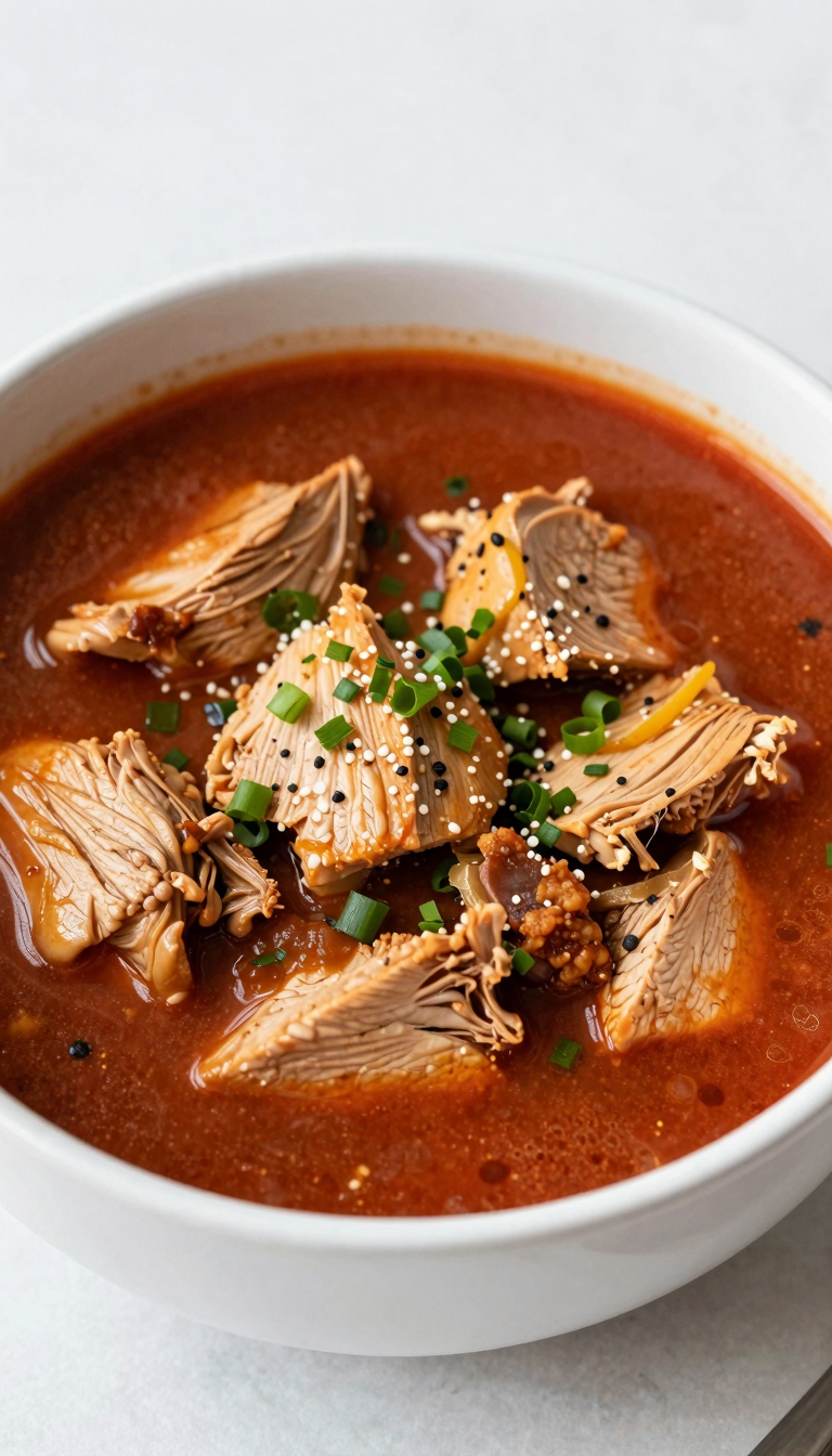 Overhead bowl of turkey chili with toppings